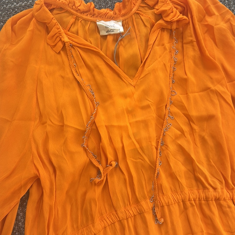 NWT DX Collection Albicocca Long Sleeve Orange Maxi Dress, size L - Picture 7 of 11